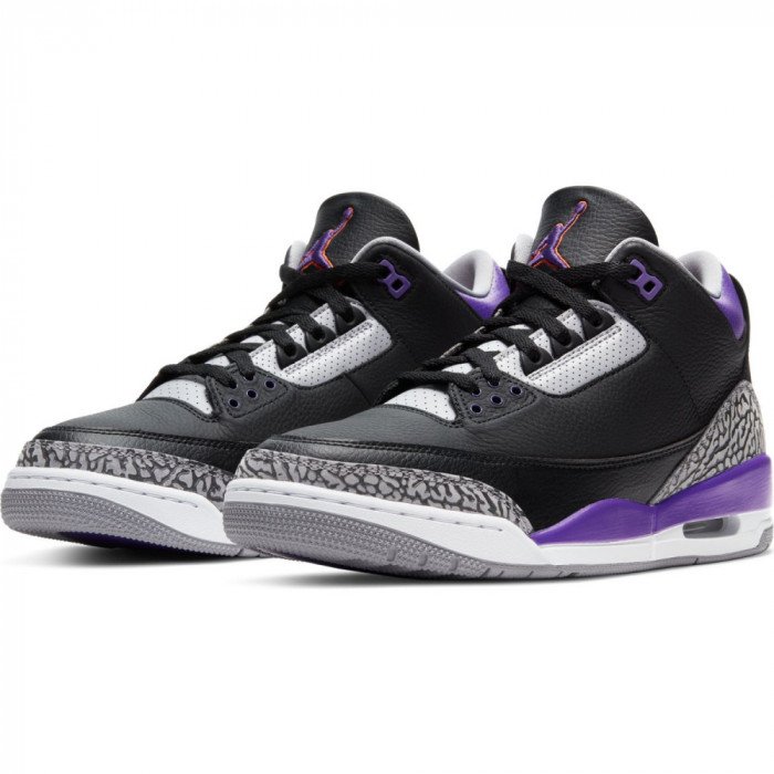 Air Jordan 3 Retro black/court purple-cement grey image n°3