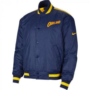 Nike NBA Mens CE Courtside Golden State Warriors Fleeced Baseball Jacket Blue Dark Blue CN1439-419 US XL