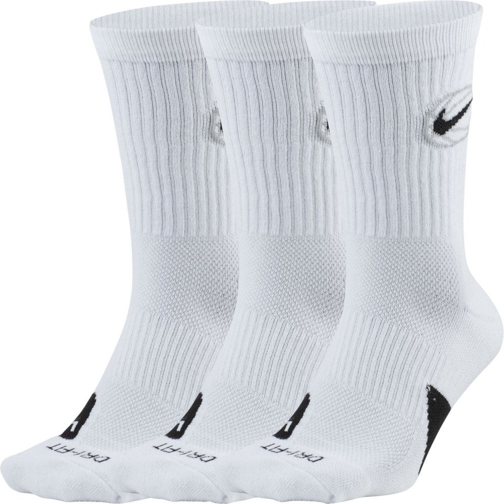 Pack de 3 chaussettes Nike Basketball Everyday Crew white/black -  Basket4Ballers