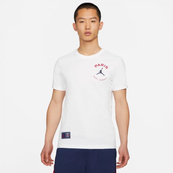 T Shirt Jordan X Paris Saint Germain Logo White Basket4ballers
