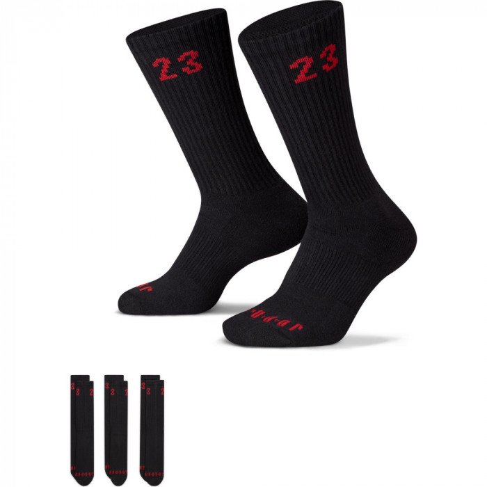 Pack de 3 Chaussettes Jordan Essential Crew Black/Red image n°1