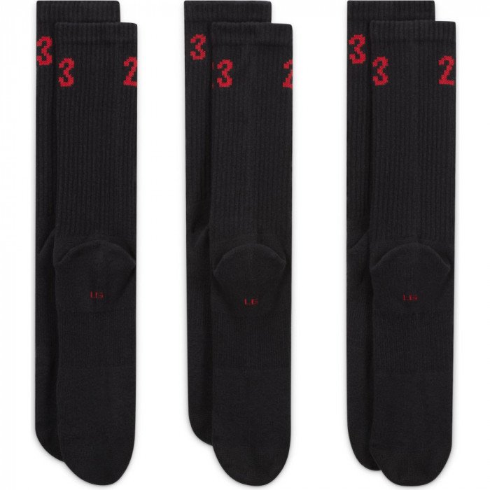 Pack de 3 Chaussettes Jordan Essential Crew Black/Red image n°3