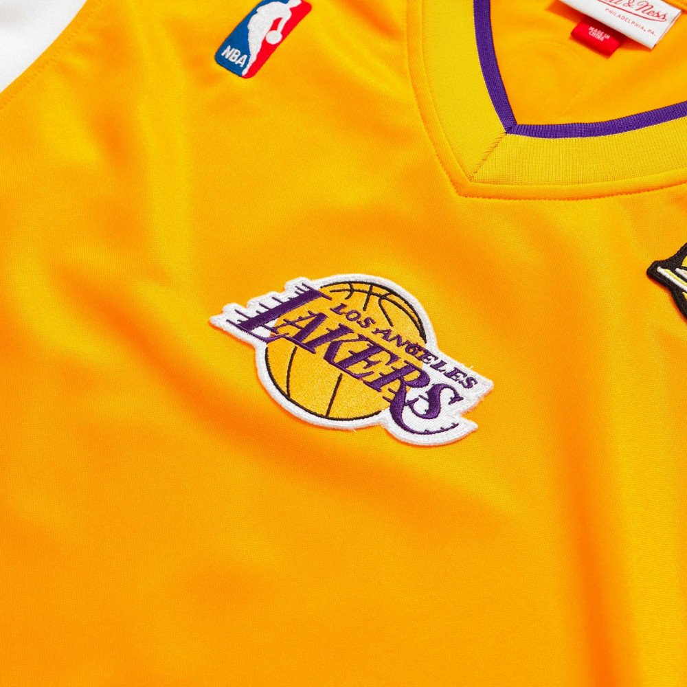 100% Authentic Mitchell & Ness 01/02 LA Lakers Finals Shooting Shirt Sz  44 L