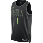 Color Noir du produit Maillot NBA Zion Williamson New Orleans Pelicans...