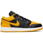 Color Black of the product Air Jordan 1 Low Black/Yellow Ochre Kids GS