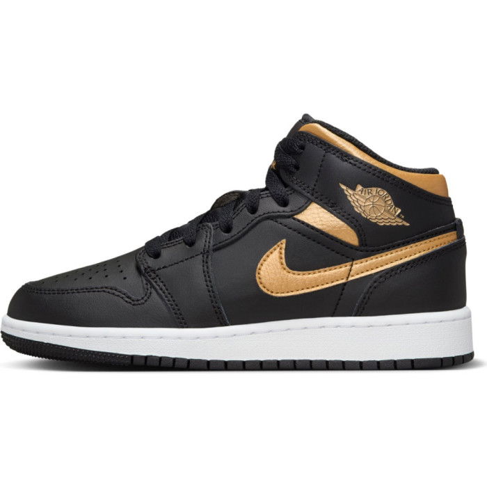 Air Jordan 1 Mid Black Metallic Gold Enfants GS image n°2