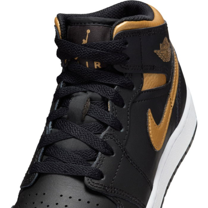 Air Jordan 1 Mid Black Metallic Gold Enfants GS image n°6