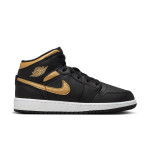 Color Noir du produit Air Jordan 1 Mid Black Metallic Gold Enfants GS