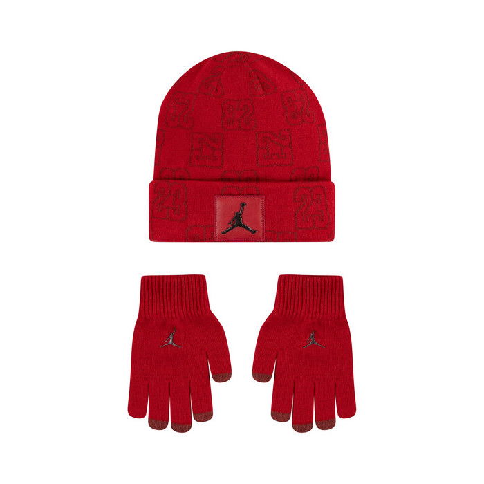 Bonnet Gants Jordan Monogram Beanie Set Gym Red