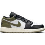 Color Black of the product Air Jordan 1 Low Medium Olive Enfants GS