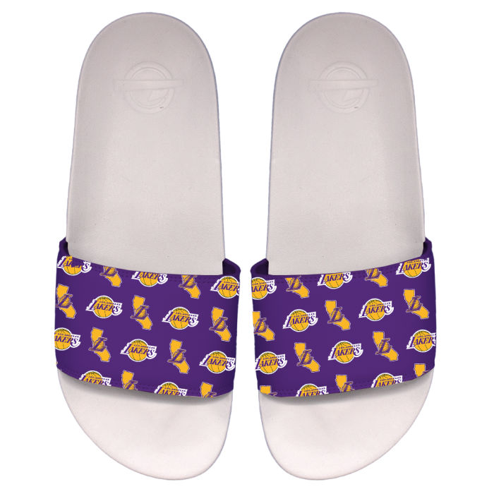 Claquettes ISLIDE NBA Los Angeles Lakers Pattern White Motto