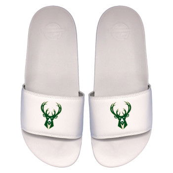 Claquettes ISLIDE NBA Milwaukee Bucks Primary Logo White Motto