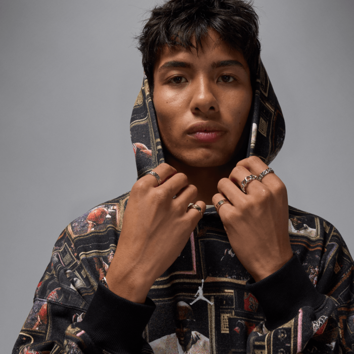 Jordan Brooklyn NBA TV φούτερ με κουκούλα μαύρο/ναυτικό