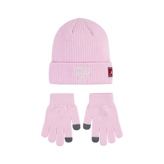 Bonnet Jordan 23 Jersey Beanie/Gants Enfants Pink Foam