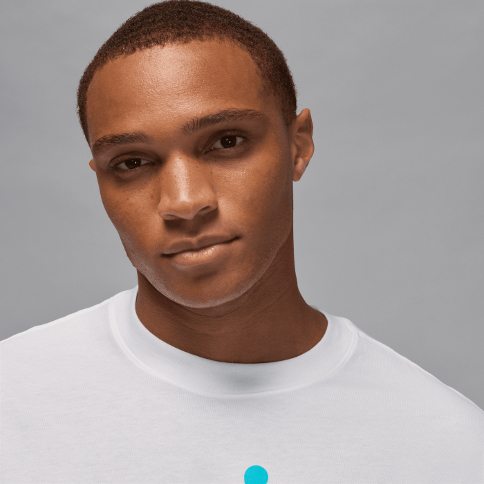 Jordan AJ 11 Gamma Blue Heel Logo alb tricou cu mânecă lungă