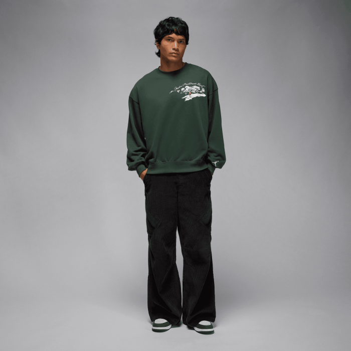 Felpa Jordan Brooklyn Snowscape Crew verde notte