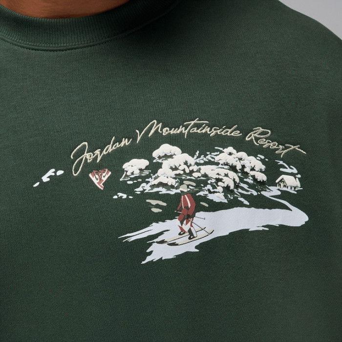 Felpa Jordan Brooklyn Snowscape Crew verde notte