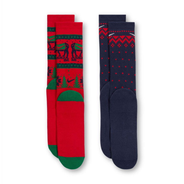 Pack de 2 paires de chaussettes Nike Everyday Plus Cushioned Winter Wonderland red navy