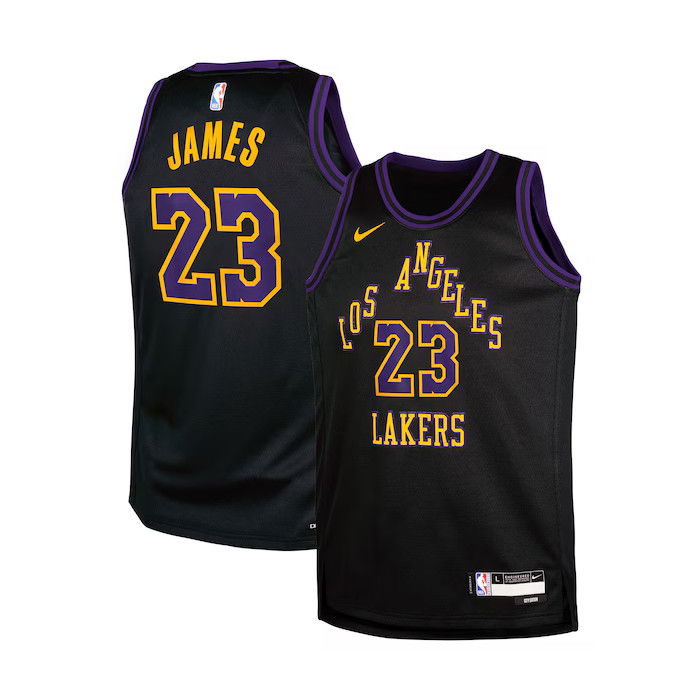 Nike NBA-Trikot Lebron James Los Angeles Lakers Kinder Black City Edition