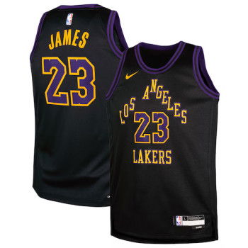 Maillot Nike NBA Lebron James Los Angeles Lakers Enfants Black City Edition