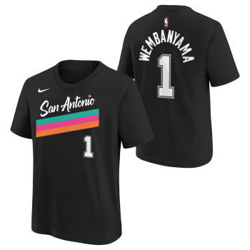 T-shirt Nike NBA Victor Wembanyama San Antonio Spurs Kids Black City Edition