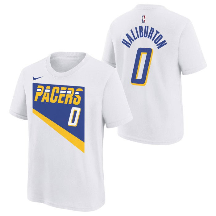 Nike NBA Tyrese Haliburton Indiana Pacers Wit City Edition T-shirt voor kinderen