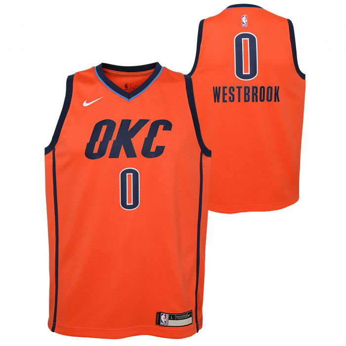 Maillot NBA Enfant Russell Westbrook OKC Thunder Nike Earned Edition Swingman
