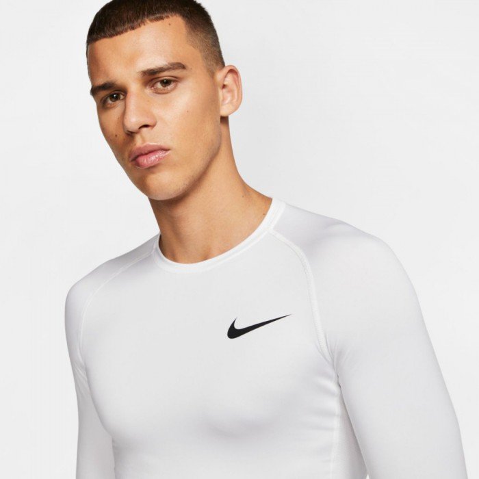 atención Venta anticipada Nylon T-shirt manches longues Nike Pro white/black - Basket4Ballers